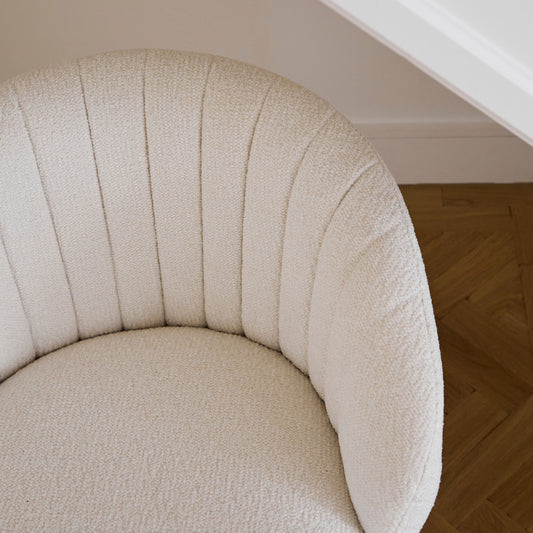 Arabella Office Swivel Chair - Light Beige Boucle with Gold Legs