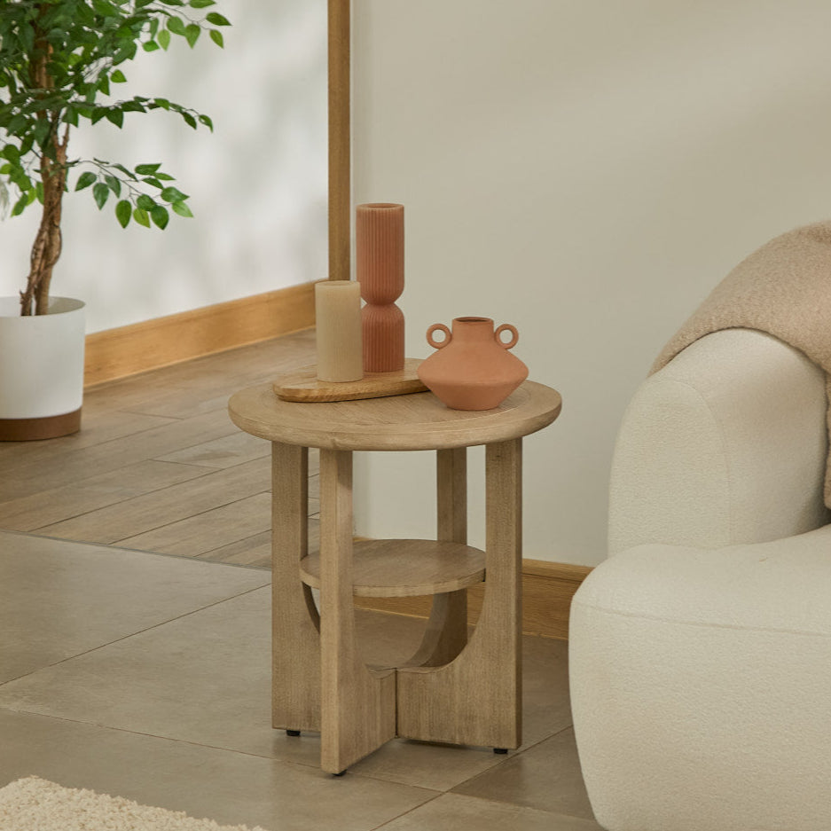 Delphi Light Brushed Acacia Side Table