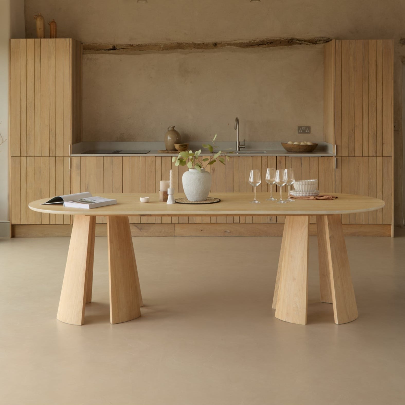 Farren Whitewash Oval Dining Table