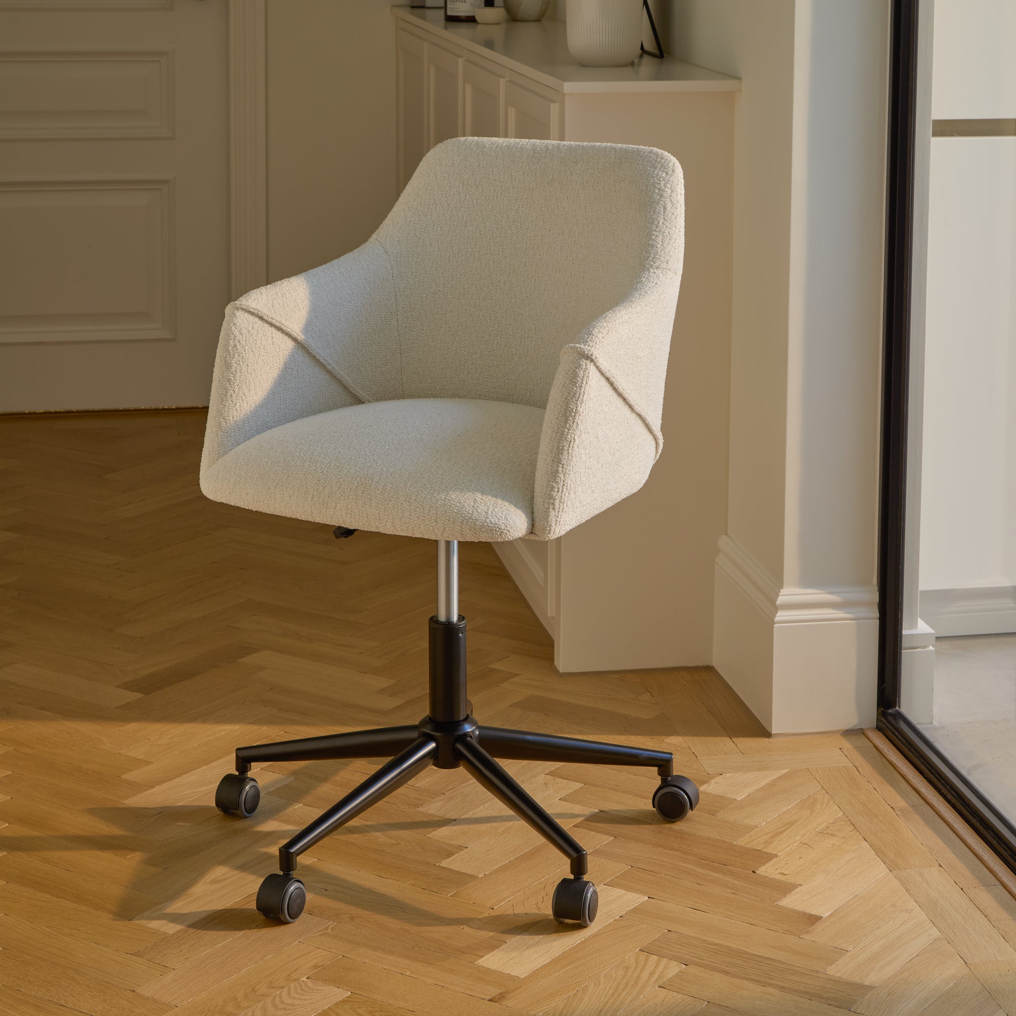 Freya Office Swivel Chair - Light Beige Boucle