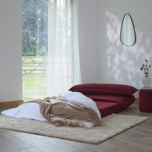 Harlow 2 Seater Double Sofa Bed - Burgundy Red