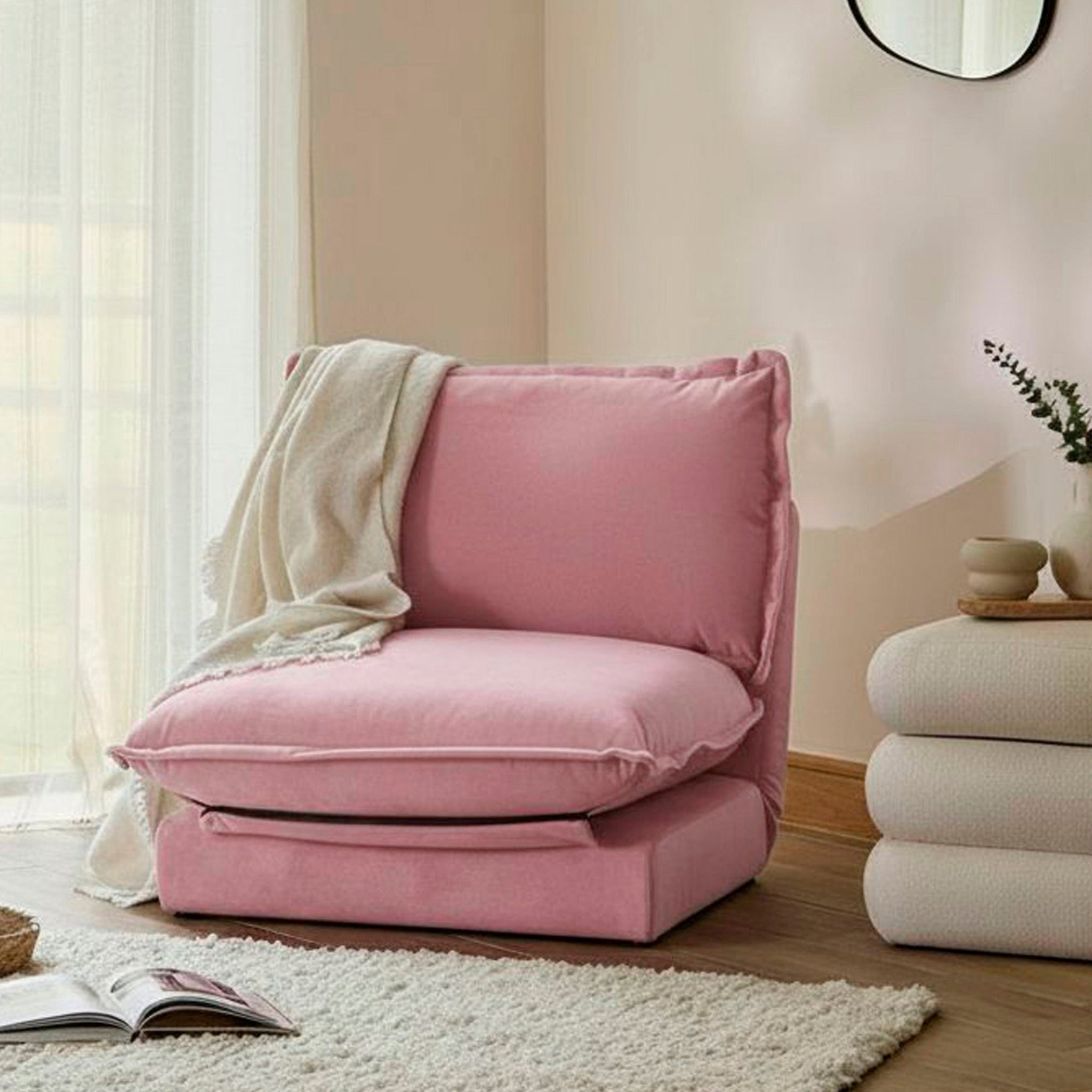 Harlow Single Sofa Bed - Cherry Blossom Pink