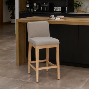 Nolan Fawn Linen Bar Stool - Whitewash Oak Legs