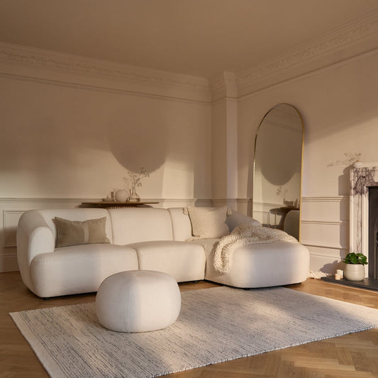 Nathalia Chaise Corner Sofa - Chalk White Boucle
