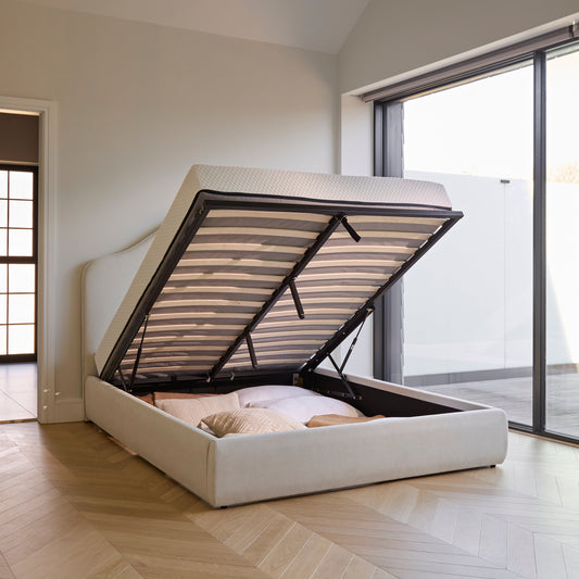 Odette King Size Ottoman Bed - Ivory