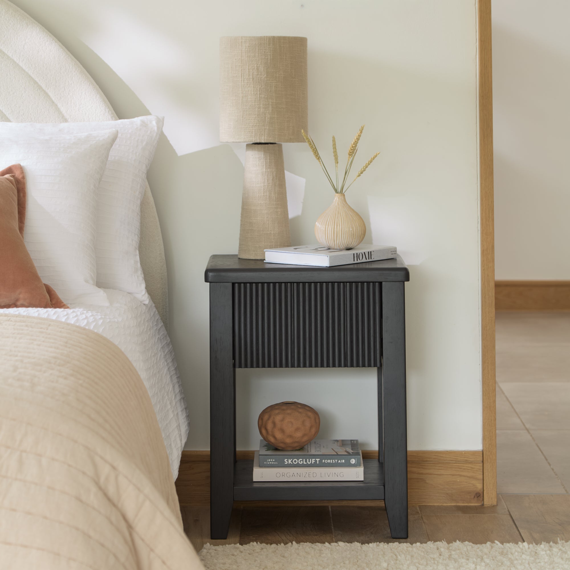 Raleigh Black 1 Drawer Bedside Table