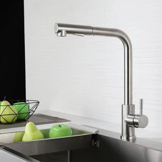 Stainless Steel Retractable Kitchen Faucet | Double Jet & Hot/Cold Mixer