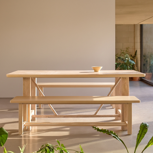 Carter 2 Seater Dining Bench - Whitewash Oak